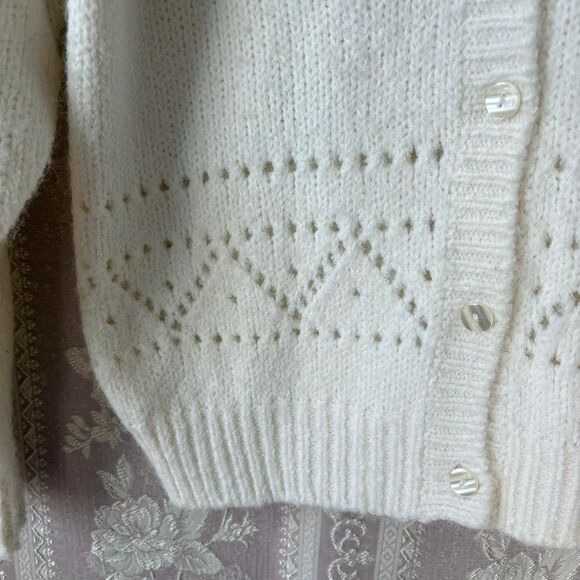 Worthington Women's Cream Fuzzy Cardigan - Picture 2 of 5